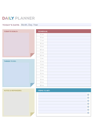 Sample Daily Planner Template