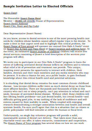 Sample Event Invitation Letter to Elected Officials