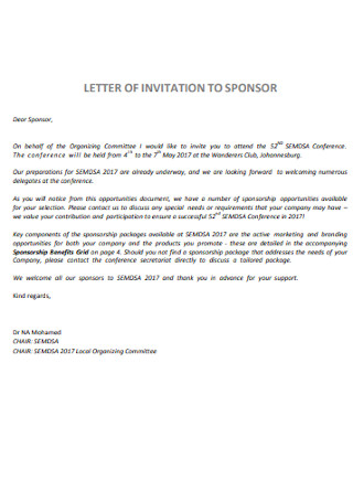 Sample Event Sponsor Iinvitation Letter