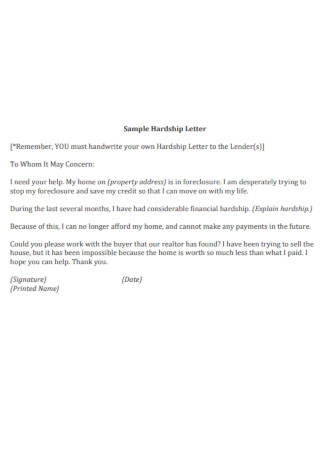 hardship letter in spanish