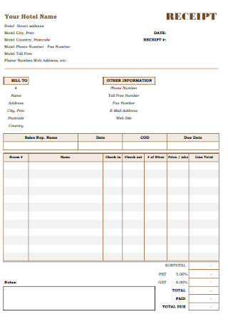 11 Sample Hotel Receipt Templates In Pdf Ms Word