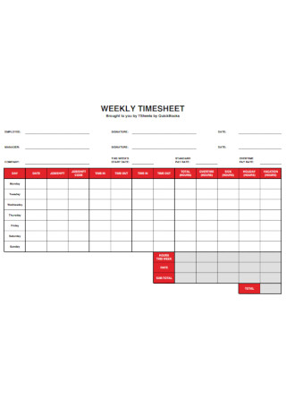 Sample Weekly Timeshhet Template