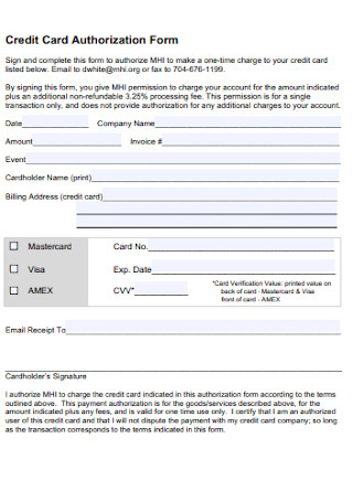 Simple Credit Card Authorization Form