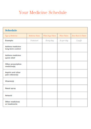 Simple Medicine Schedule Template