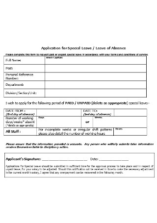 Special Leave Application Form