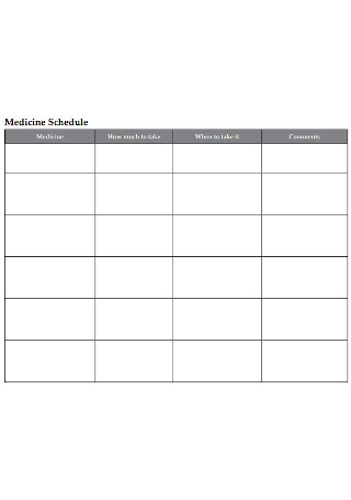 Standard Medicine Schedule Template