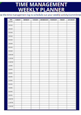 Time Mangement Weekly Planner Template