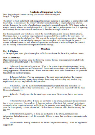 Analysis of Empirical Article