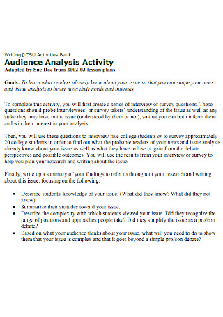 Audience Analysis Activity Template