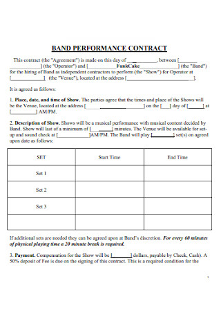 Band Performance Contract
