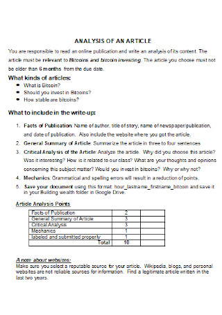 Basic Article Analysis Template