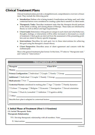 Clinical Treatment Plans