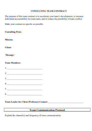 Consulting Team Contract Template