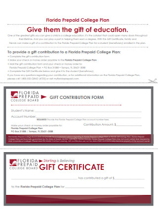 Education Gift Certificate