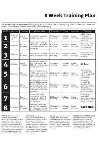 Eight Weeks Training Plan