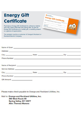 Energy Gift Certificate