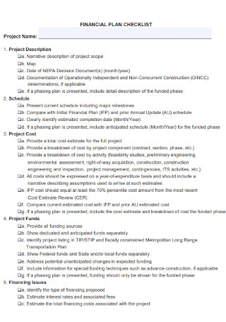 Financial Plan Checklist Template