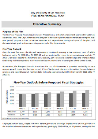 Five Years Financial Plan