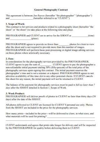 General Photography Contract