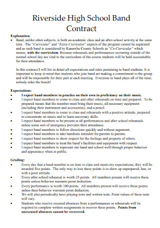 High School Band Contract Template