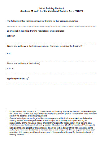 Initial Training Contract