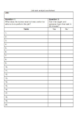 Job Task Analysis Worksheet