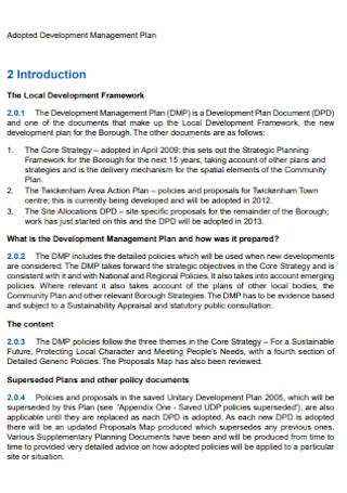 Local Development Management Plan