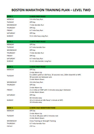 Maraton Training Plan Template