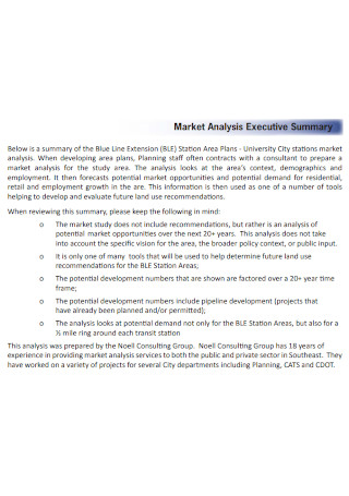 Market Analysis Executive Summary Template