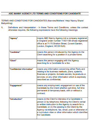 Nanny Agency Contract Template