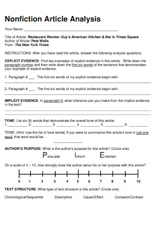 article analysis essay template