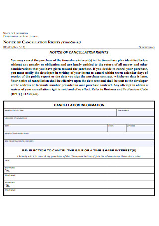 Notice of Cancellation Rights Template