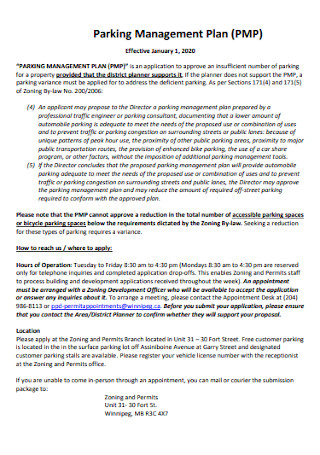 Parking Management Plan Template