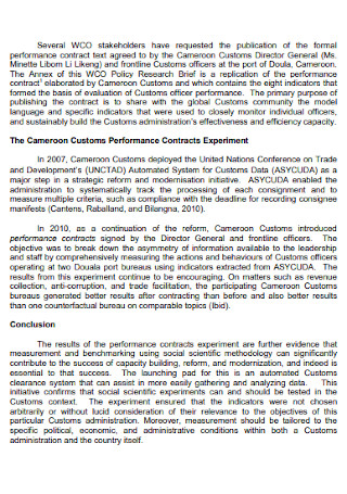 Performance Contracts for Customs Officers