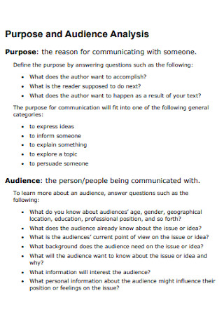 Purpose and Audience Analysis