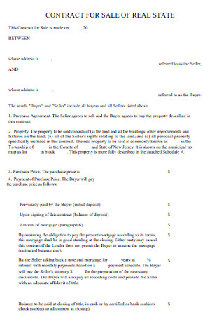 Real Estate Sale Contract Template
