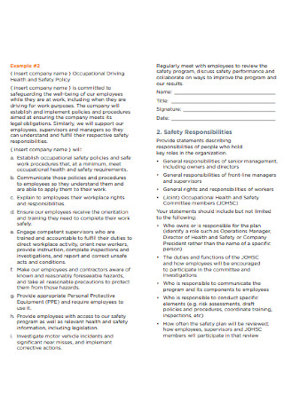 Road Safety Plan Template