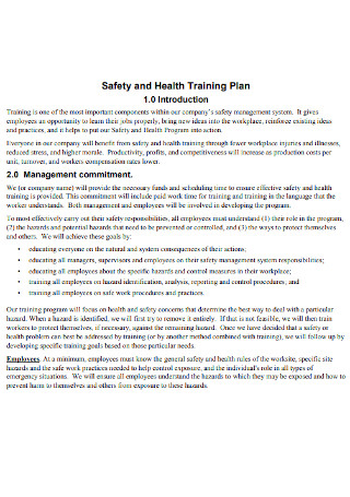 Safety and Health Training Plan 