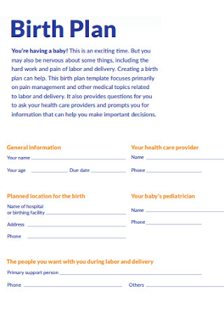Sample Birth Plan Template