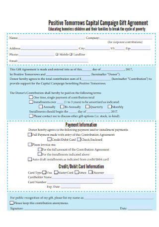 Sample Capital Campaign Gift Agreement