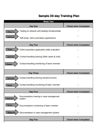 Sample Monthly Training Plan