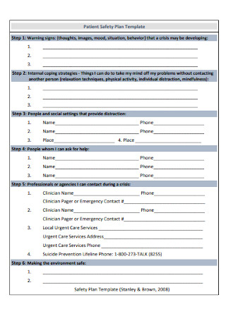 Sample Patient Safety Plan Template