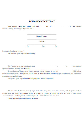 Sample Performance Contract