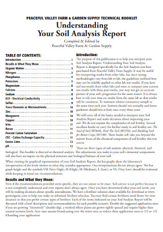 Sample Soil Analysis Report