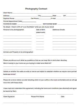 Simple Photography Contract Template