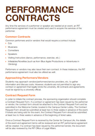 Standard Performance Contract Template