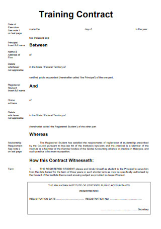 Standard Training Contract Template