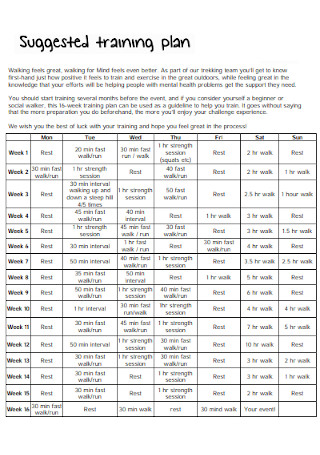 Suggested Training Plan Template