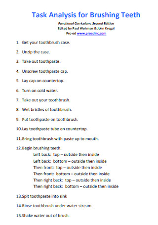 Task Analysis for Brushing Teeth
