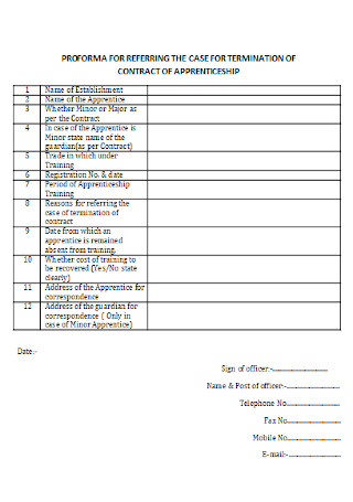 Termination of Contract Apprenticeship Template